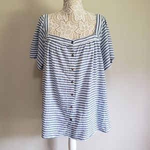 flutter sleeve button down blouse